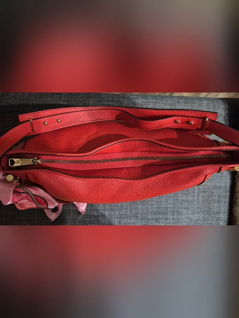 RALPH LAUREN-Deep Russet Leather Crossbody W/Gold Hardware. Prestige Cond!